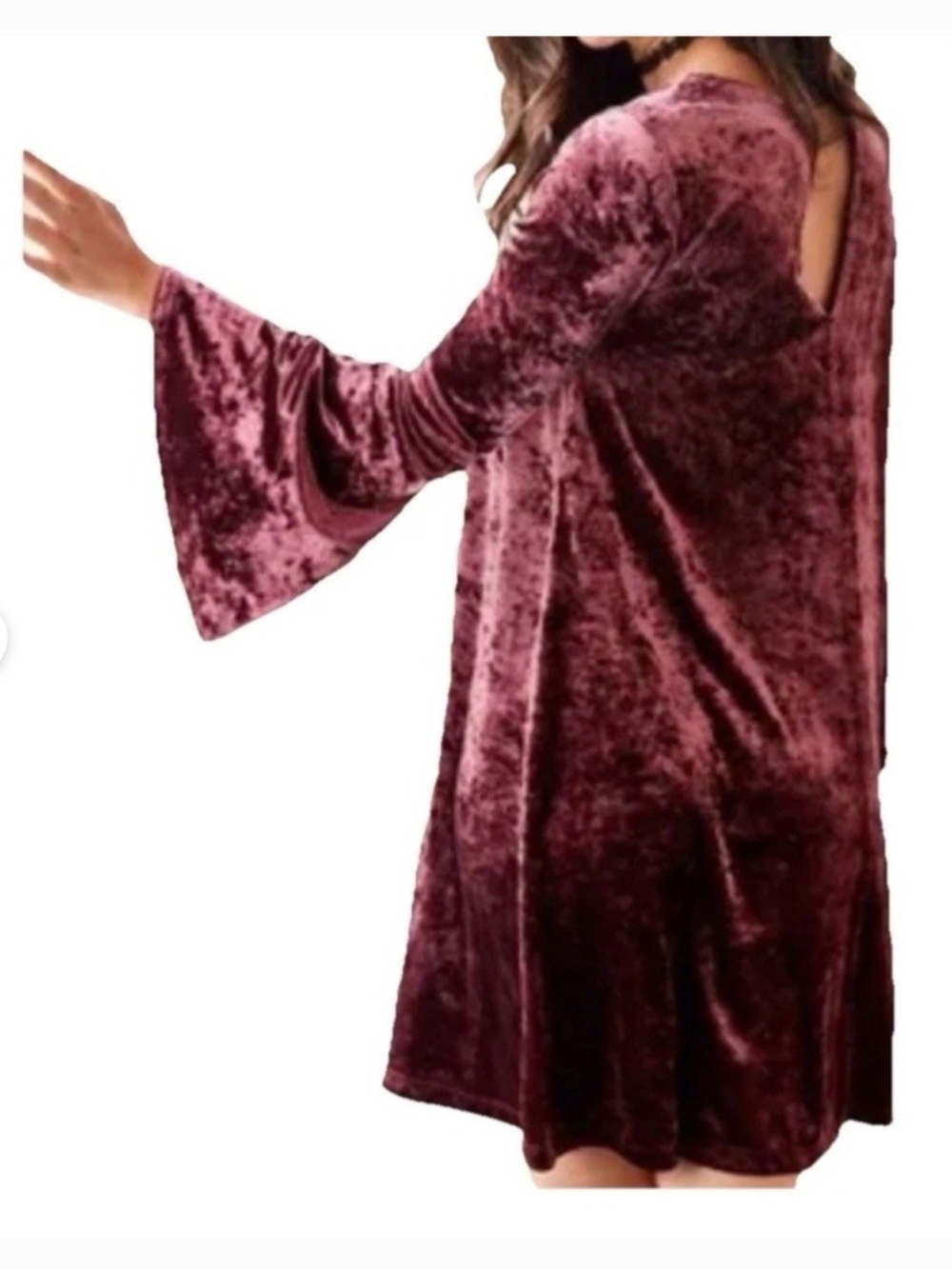 a.n.a Velvet Wrap-Style Dress in Deep Plum
